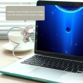 Spaceman Astronaut Shape LED Mini Night Light  Keyboard Lamp USB Charging Port Design Flexible Bendable Hose Portable for Student Office Worker Computer