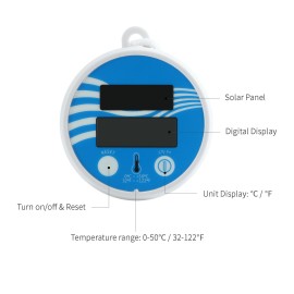 Solar Powered Swimming Pool Thermometer Digital Floating Pool Spa Thermometer Water Temperature Thermometer for Hot Bathtub Pond Fish Tank
