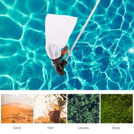 Portable Pool Vacuum Jet Underwater Cleaner with Flexible Rod Drawstring Bag Swimming Pool Leaf Vacuum Fountains Surface Cleaning Tools Removes Debris Clean Corners