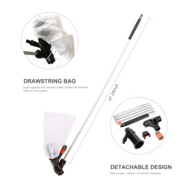 Portable Pool Vacuum Jet Underwater Cleaner with Flexible Rod Drawstring Bag Swimming Pool Leaf Vacuum Fountains Surface Cleaning Tools Removes Debris Clean Corners