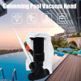 Portable Pool Vacuum Jet Underwater Cleaner with Flexible Rod Drawstring Bag Swimming Pool Leaf Vacuum Fountains Surface Cleaning Tools Removes Debris Clean Corners