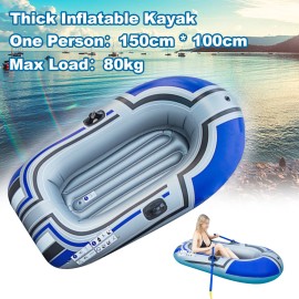 Inflatable Boat Series,thick Inflatable Kayak, Fishing Boat Kayak,Single Person Water Play Outdoor Leisure Travel Fishing Boat 150cm(oars not included)
