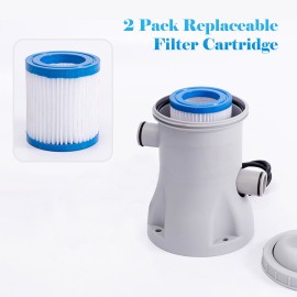 Pool Filter Pump 330 GPH Paddling Pool Electric Water Pump With 2 Pool Filter Cartridge Pool Pumps Above Ground Small Pool Filter Pump