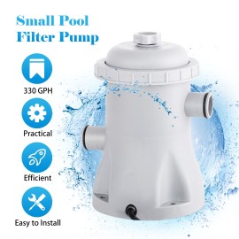 Pool Filter Pump 330 GPH Paddling Pool Electric Water Pump With 2 Pool Filter Cartridge Pool Pumps Above Ground Small Pool Filter Pump