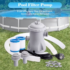 Pool Filter Pump 330 GPH Paddling Pool Electric Water Pump With 2 Pool Filter Cartridge Pool Pumps Above Ground Small Pool Filter Pump