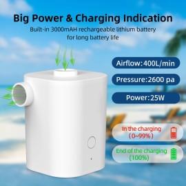 Electric Air Pump with 5 Nozzles USB Quick Air Pump with 2500mAh Battery for Inflator Deflator Pumps Inflatables Air Mattress Air Bed Pool Toy Swimming Ring