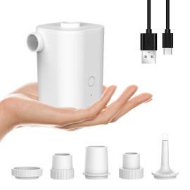 Electric Air Pump with 5 Nozzles USB Quick Air Pump with 2500mAh Battery for Inflator Deflator Pumps Inflatables Air Mattress Air Bed Pool Toy Swimming Ring
