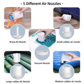 Electric Air Pump with 5 Nozzles USB Quick Air Pump with 2500mAh Battery for Inflator Deflator Pumps Inflatables Air Mattress Air Bed Pool Toy Swimming Ring