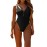 Black Snap Button Front Sunbathing Swimsuit